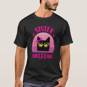 Retro kleine Schwester Katze mit Leopardenbrille K T-Shirt