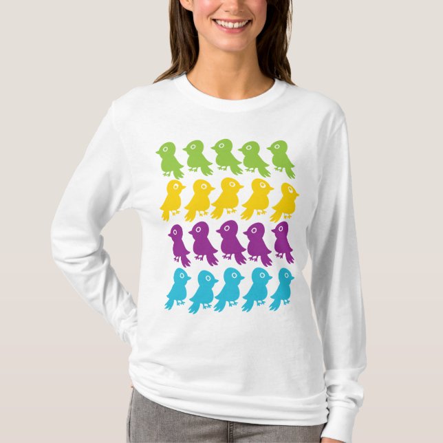 Retro kleiner Vogel-Vintages T-Shirt (Vorderseite)