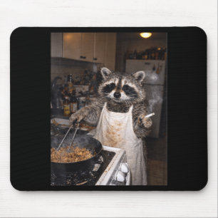 Retro-Koch-Waschbär lustiger rauchender Waschbär-M Mousepad