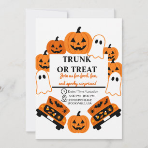 Retro Kofferraum oder Halloween-Party der Gemeinsc Einladung