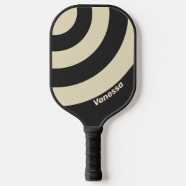 Retro Kohle Drei Kreisel Streifen mit Namen Pickleball Schläger