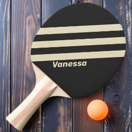 Retro Kohle Drei Streifen mit Namen Tischtennis Schläger