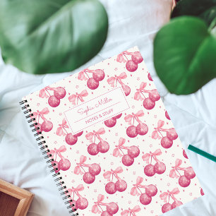 Retro Kokette Disco-Kugel Kirschen Rosa Schleife C Notizbuch