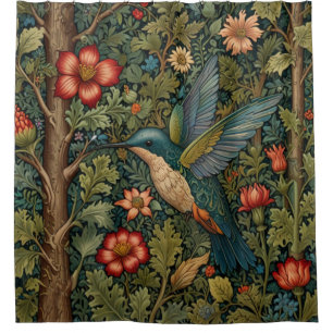 Retro-Kolibri Art Nouveau Boho Chic Duschvorhang