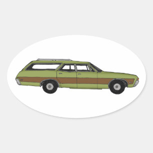 Retro-Kombi Ovaler Aufkleber