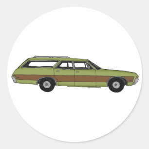Retro Kombiwagen Runder Aufkleber