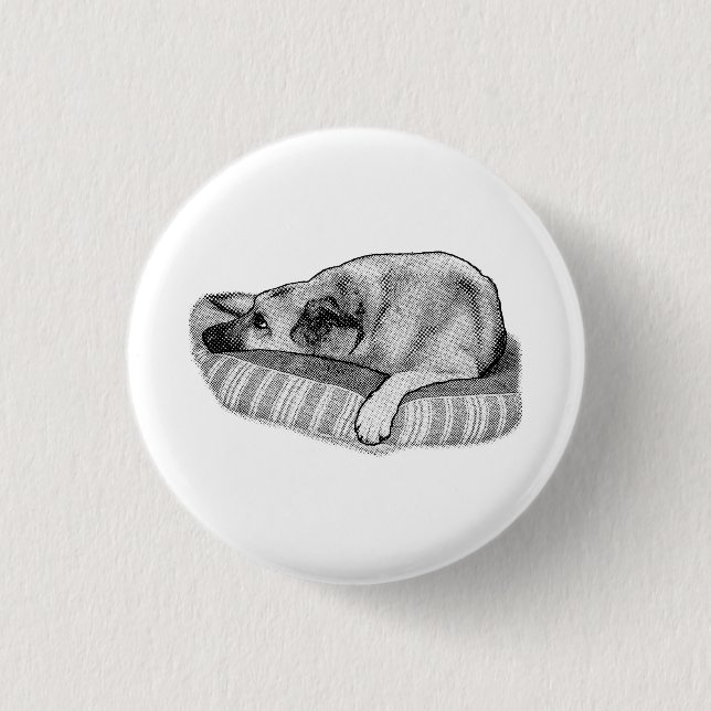 Retro-Komfort, ruhiger Hunde-Pin Button (Vorderseite)