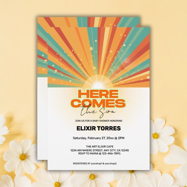 Retro kommt hier die Son Baby Dusche Einladung (Von Creator hochgeladen)