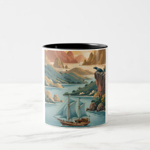 Retro Komodo-Insel Indonesien Zweifarbige Tasse