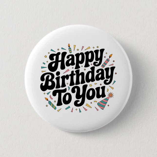 Retro-Konfetti-Geburtstag Button (Vorderseite)