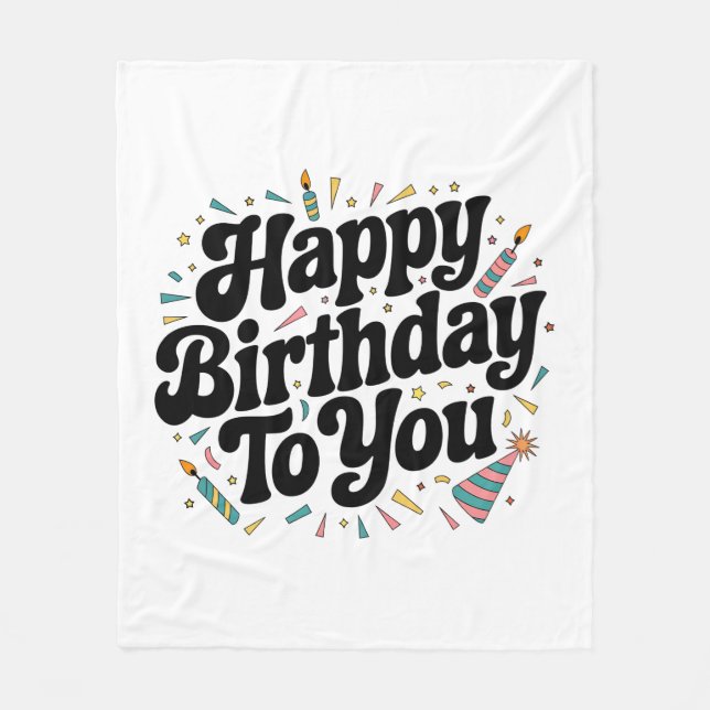 Retro-Konfetti-Geburtstag Fleecedecke (Vorderseite)
