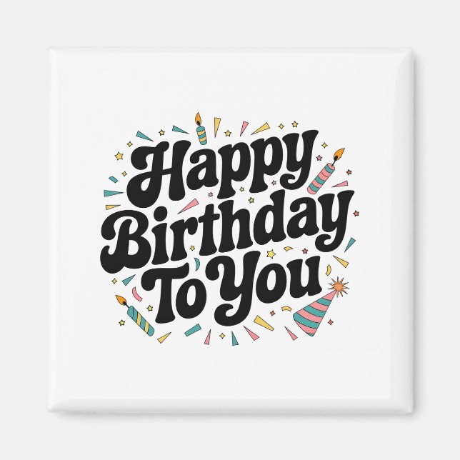 Retro-Konfetti-Geburtstag Magnet (Vorne)