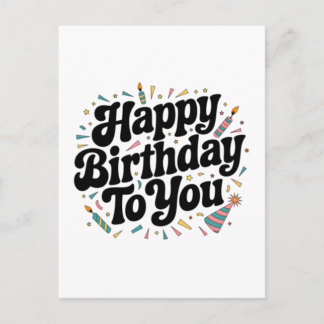 Retro-Konfetti-Geburtstag Postkarte (Vorderseite)