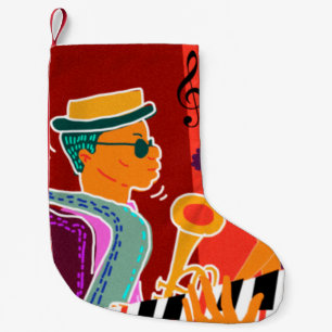 Retro-Kontrast-Musikfestival Jazz Kleiner Weihnachtsstrumpf
