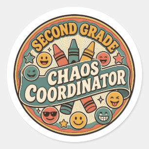 Retro-Koordinator des Chaos der zweiten Klasse, lu Runder Aufkleber