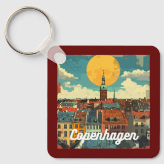 Retro Kopenhagener Skyline Schlüsselanhänger