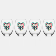 Retro Kopfhörer Herz Skull