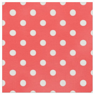 Retro-Korallenrot-weiße Polka-Punktmuster Stoff