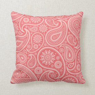 Retro korallenrotes Paisley-Muster Kissen