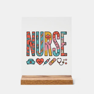 Retro-Krankenschwester-Typografie Medizinisches Ic Acrylschild