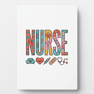 Retro-Krankenschwester-Typografie Medizinisches Ic Fotoplatte