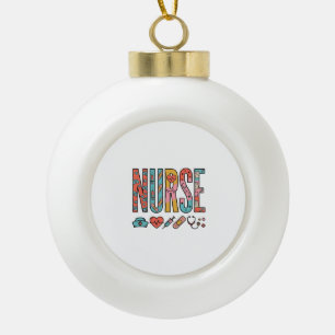 Retro-Krankenschwester-Typografie Medizinisches Ic Keramik Kugel-Ornament