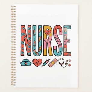 Retro-Krankenschwester-Typografie Medizinisches Ic Planer