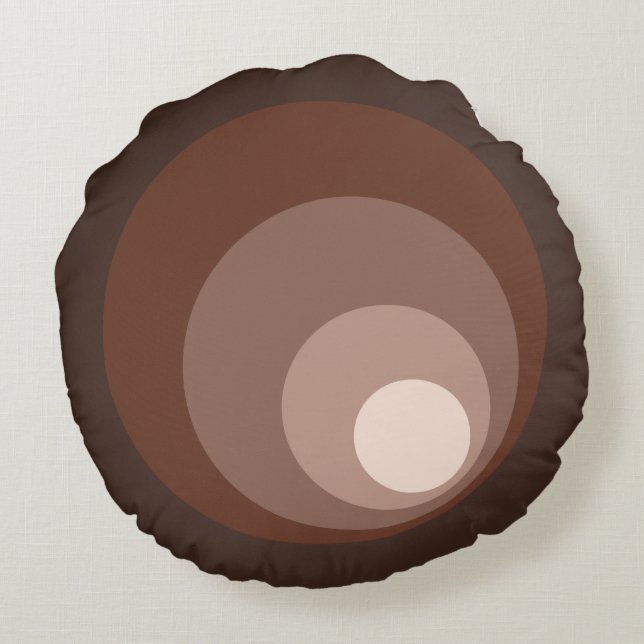 Retro Kreis-Brown-Rosttaupe-Creme Rundes Kissen (Rückseite)