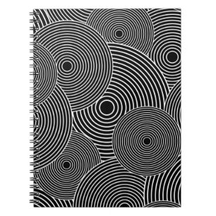 Retro Kreis-Schwarzweiss-Muster Notizblock