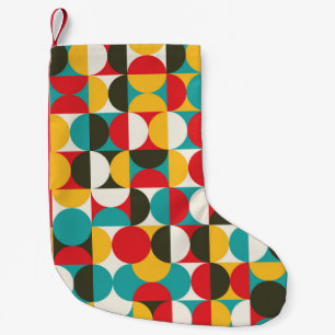 Retro-Kreise: Farbiges Hipster Muster. Kleiner Weihnachtsstrumpf