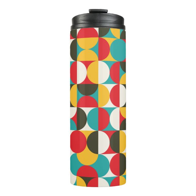 Retro-Kreise: Farbiges Hipster Muster. Thermosbecher (Vorderseite)