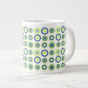 Retro-Kreise Limon Peelgrün Aquamarin auf Weiß Jumbo-Tasse