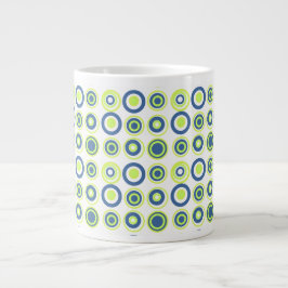 Retro-Kreise Limon Peelgrün Aquamarin auf Weiß Jumbo-Tasse