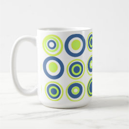 Retro-Kreise Limon Peelgrün Aquamarin auf Weiß Kaffeetasse