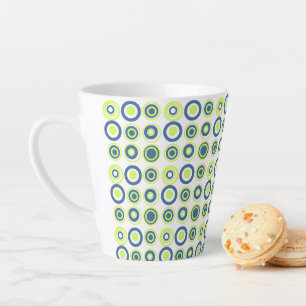 Retro-Kreise Limon Peelgrün Aquamarin auf Weiß Milchtasse