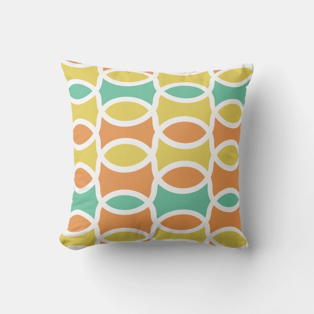 Retro-Kreise Orange, Aquamarin, Goldene Kissen (Vorderseite)