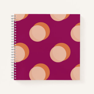Retro-Kreise und Schatten Fettes Muster Lila Notizbuch