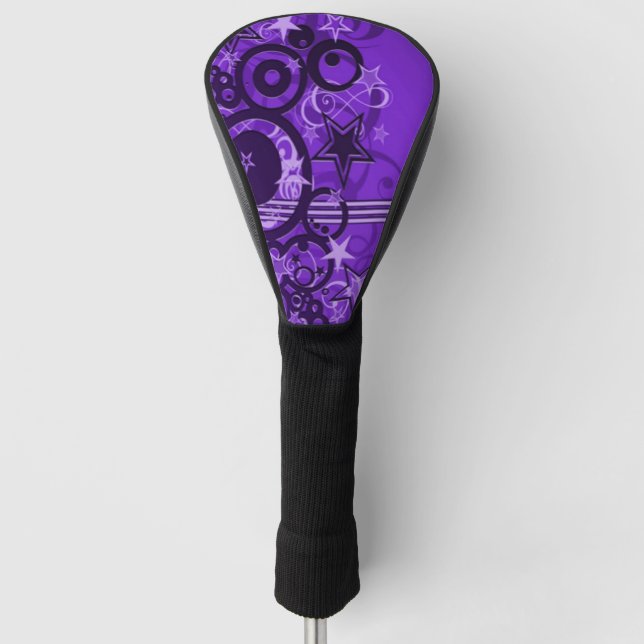Retro-Kreise und -Stangen Lila Golf Headcover (Vorderseite)