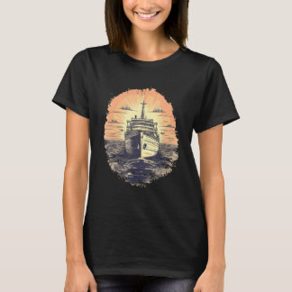 Retro-Kreuzfahrt-Urlaub-Kreuzfahrtschiff-Kapitän T-Shirt