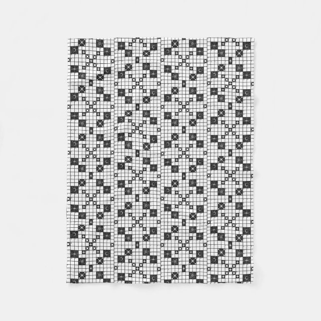 Retro-Kreuzworträtsel Mitte des Jahrhunderts Fleecedecke (Vorderseite)