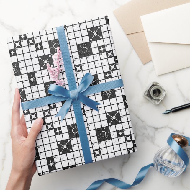 Retro-Kreuzworträtsel Mitte des Jahrhunderts Geschenkpapier (Schenken)