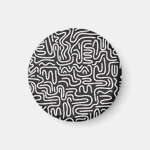 Retro-Kritzel-Wellenlinien: Monochrom Magnet