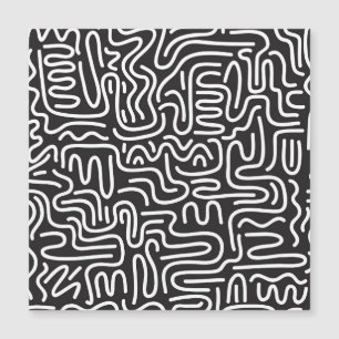 Retro-Kritzel-Wellenlinien: Monochrom Magnetkarte