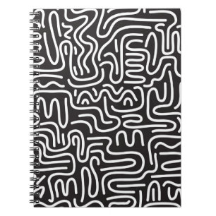 Retro-Kritzel-Wellenlinien: Monochrom Notizblock