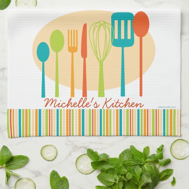 Retro Küche Kochen Geschirrspüler Personalisiert H Handtuch (Gefaltet)