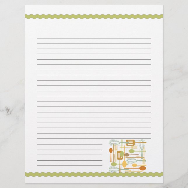 Retro Küche Kochen Utensitäten Rezepte Seiten (Vorderseite)