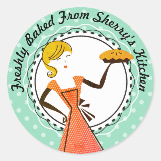 Retro Kuchen Hausfrau Bäckerei aus der Küche Runder Aufkleber
