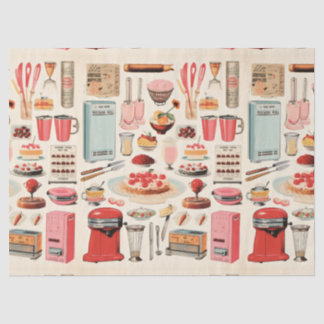 Retro Küchen Kuchen und Werkzeuge Seidenpapier