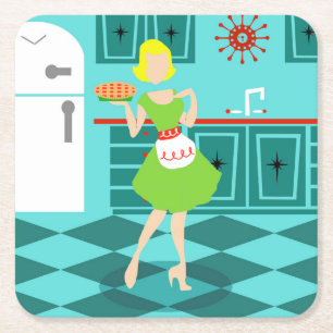 Retro Küchen-Papier-Untersetzer Rechteckiger Pappuntersetzer