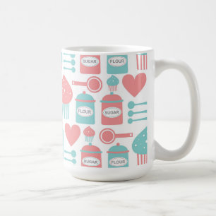 Retro Küchen-Rosa u. Türkis u. Kuchen-Tasse Kaffeetasse